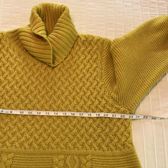 Boden Yellow Cable Knit Turtleneck Swing Sweater - Picture 7 of 9